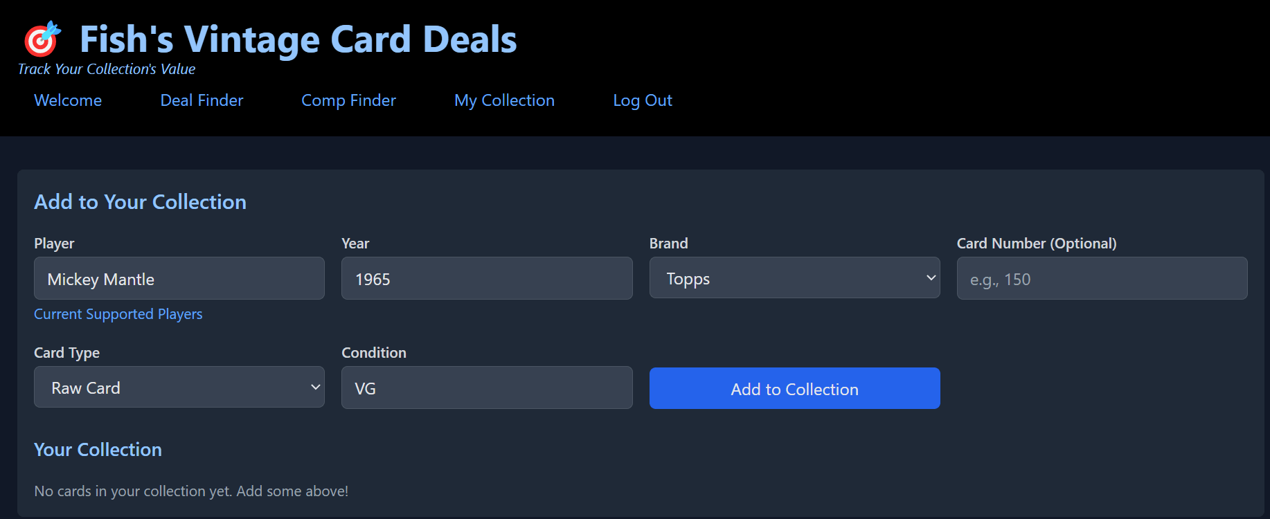 Collection Tracker Search Screenshot