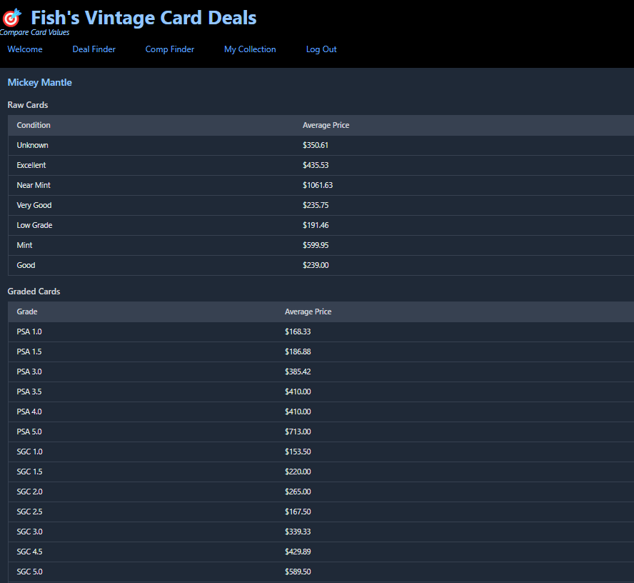 Comp Finder Results Screenshot