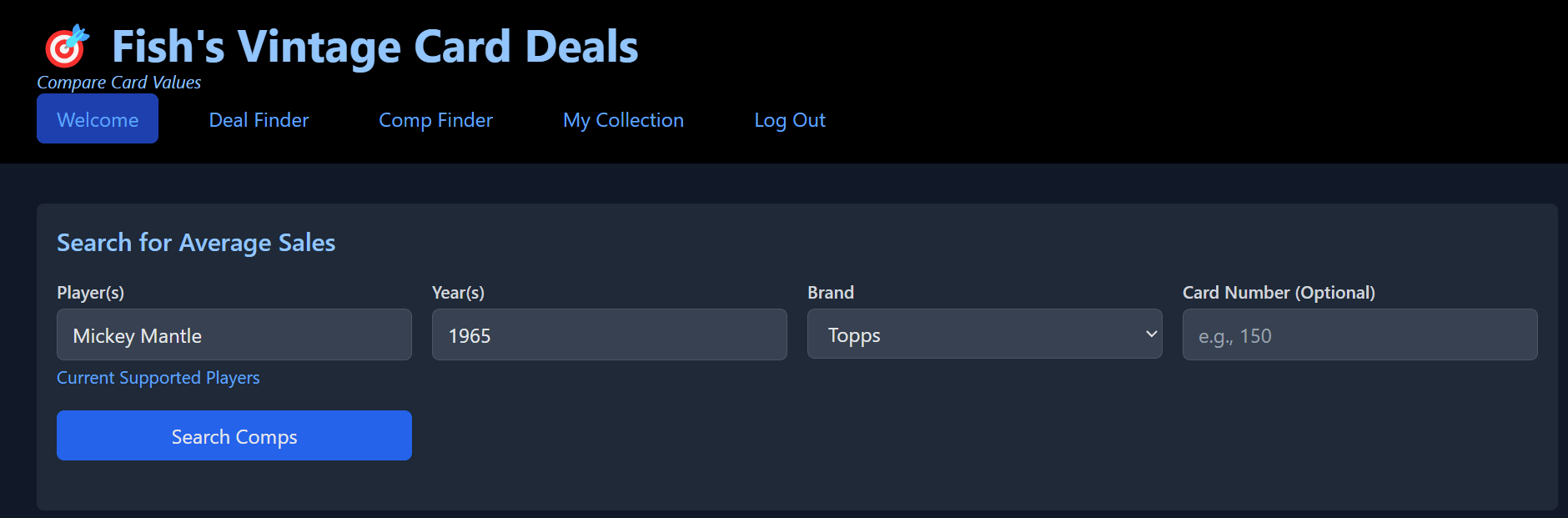 Comp Finder Search Screenshot