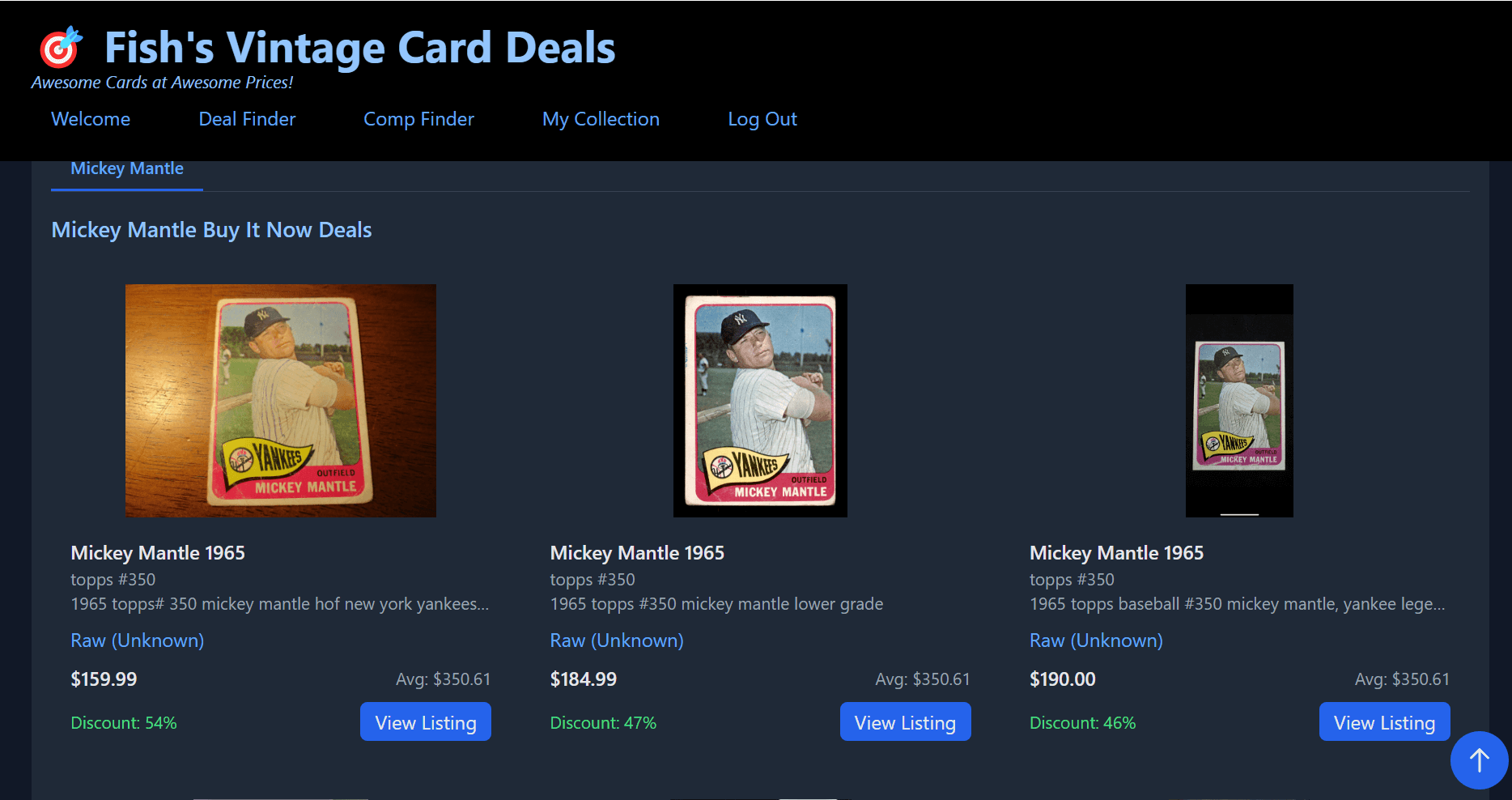 Deal Finder Results Screenshot