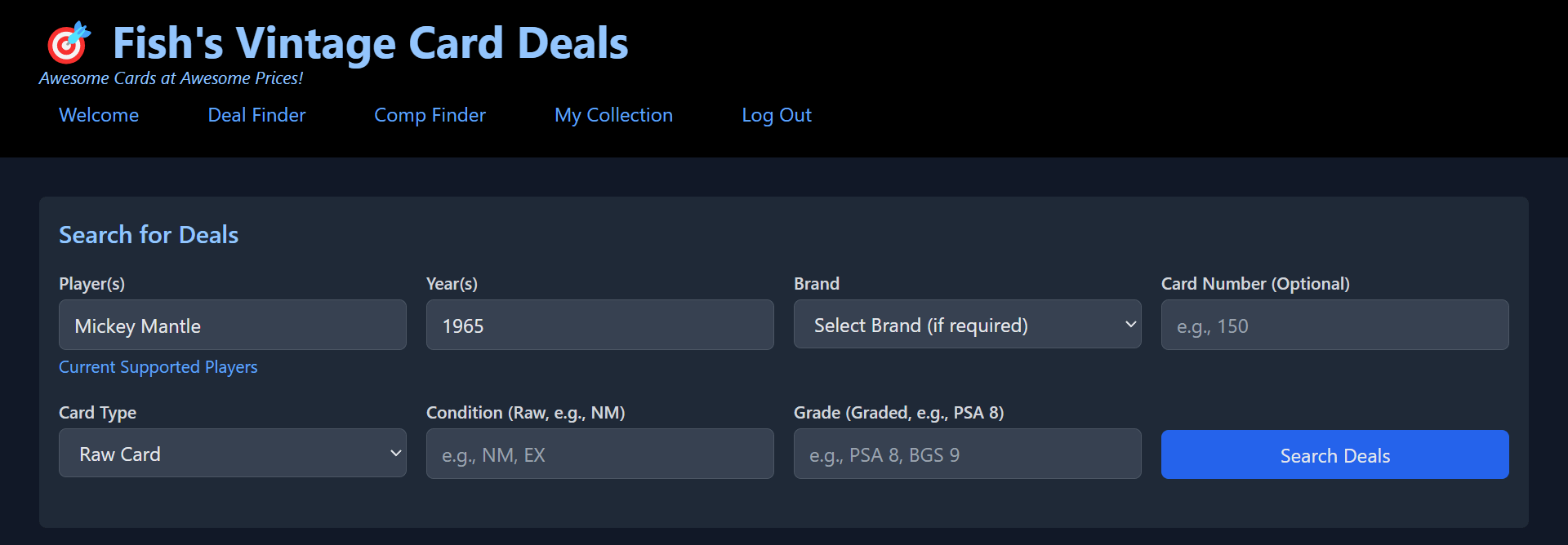 Deal Finder Search Screenshot